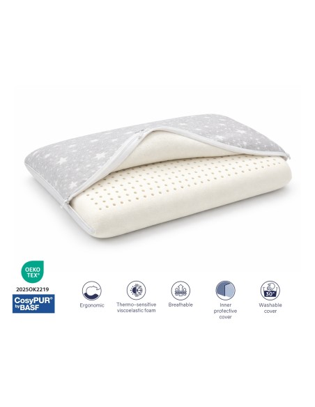 PACK OF 2 MEMORY FOAM PILLOWS - HEIGHT 6 CM